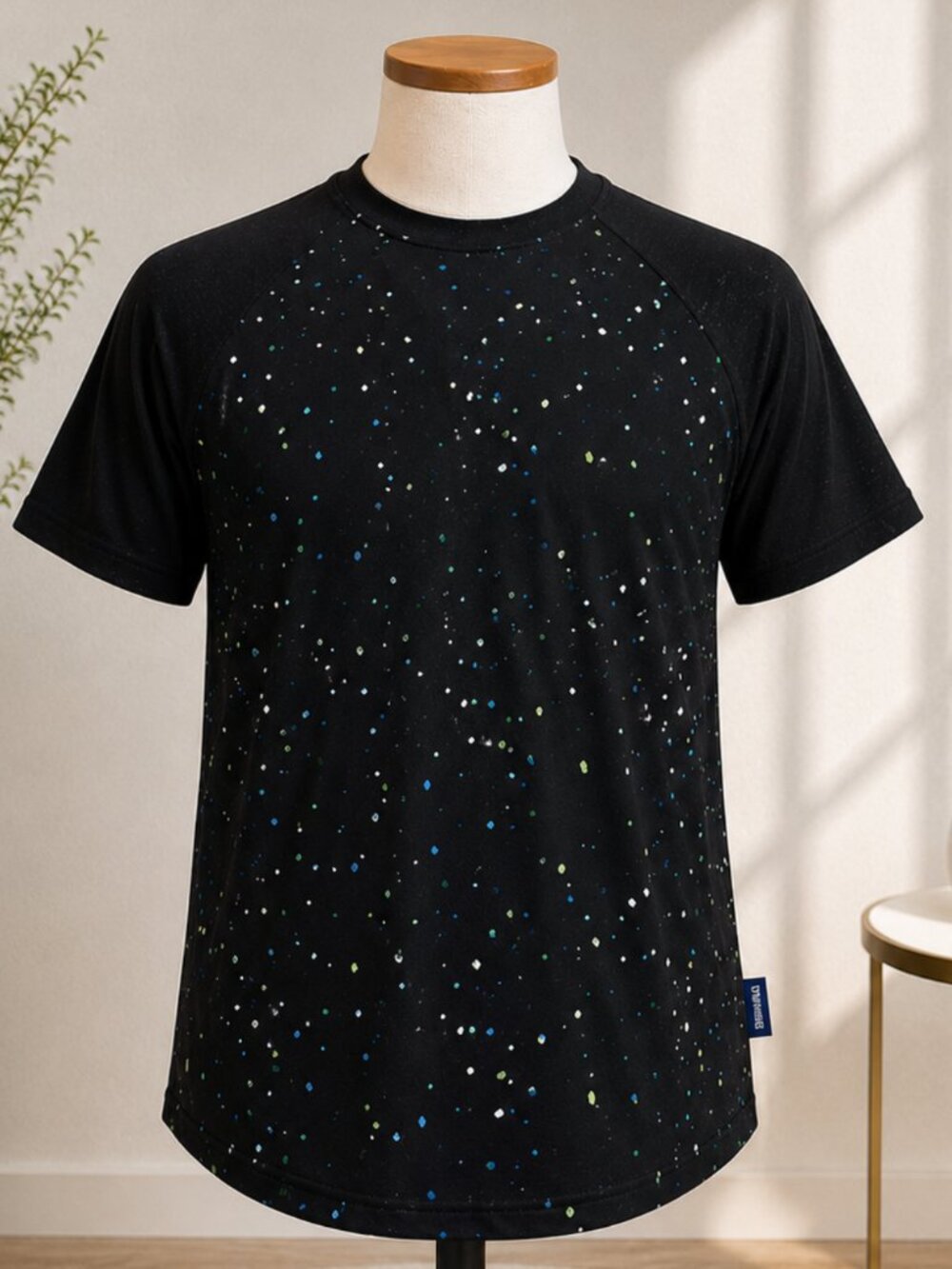 UNIVIBE Black Speckled Raglan Short Sleeve T-Shirt Size M